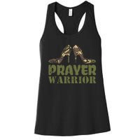 Camo Heels Prayer Warrior Faith God Jesus Christian Women's Racerback Tank