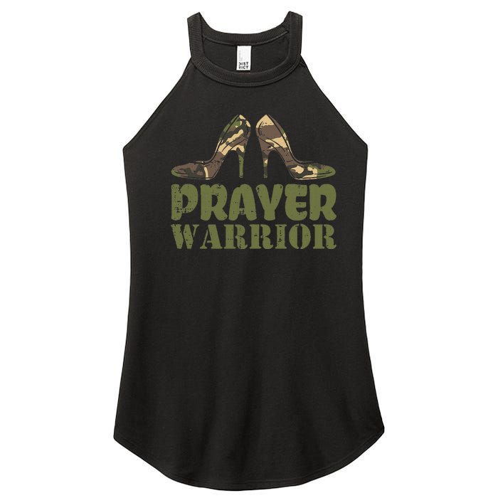 Camo Heels Prayer Warrior Faith God Jesus Christian Women's Perfect Tri Rocker Tank