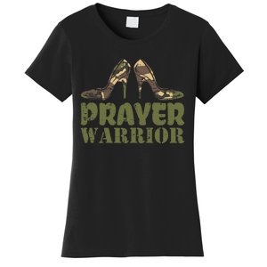 Camo Heels Prayer Warrior Faith God Jesus Christian Women's T-Shirt