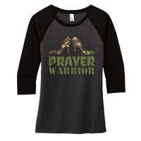 Camo Heels Prayer Warrior Faith God Jesus Christian Women's Tri-Blend 3/4-Sleeve Raglan Shirt