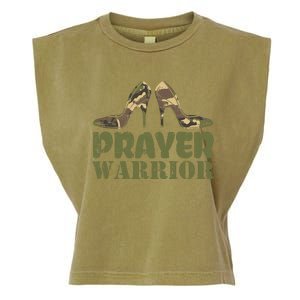 Camo Heels Prayer Warrior Faith God Jesus Christian Garment-Dyed Women's Muscle Tee