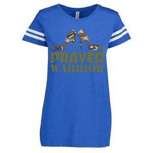 Camo Heels Prayer Warrior Faith God Jesus Christian Enza Ladies Jersey Football T-Shirt