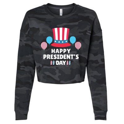 Cute Happy Presidents Day American Colors Patriots Gift Cropped Pullover Crew