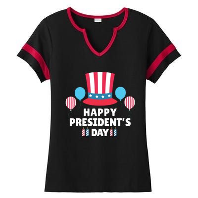 Cute Happy Presidents Day American Colors Patriots Gift Ladies Halftime Notch Neck Tee