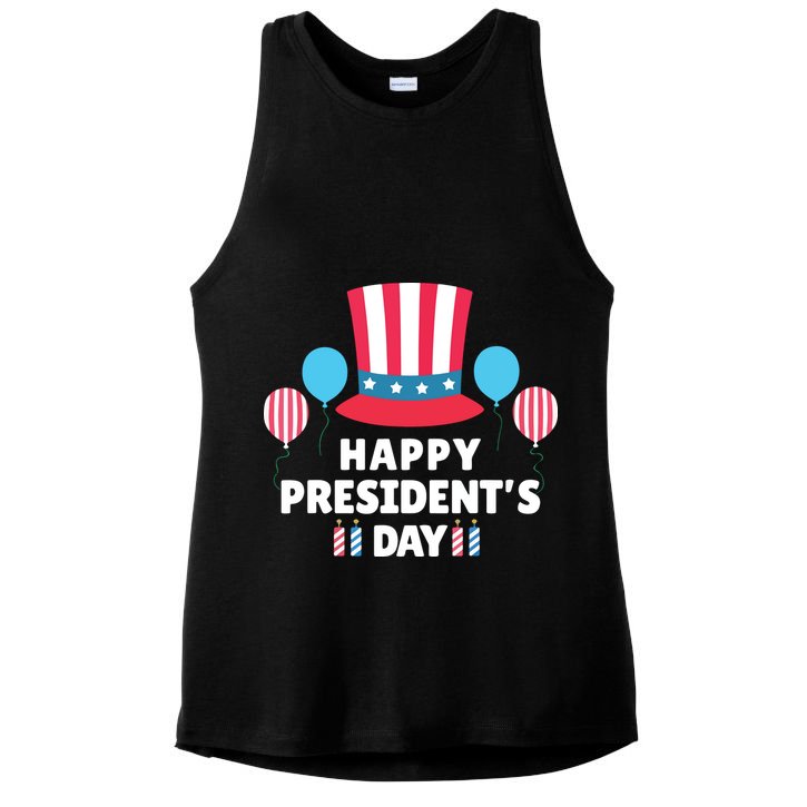 Cute Happy Presidents Day American Colors Patriots Gift Ladies PosiCharge Tri-Blend Wicking Tank