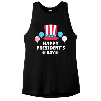 Cute Happy Presidents Day American Colors Patriots Gift Ladies PosiCharge Tri-Blend Wicking Tank