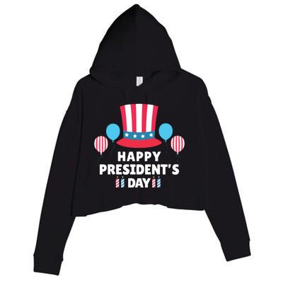 Cute Happy Presidents Day American Colors Patriots Gift Crop Fleece Hoodie