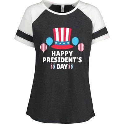 Cute Happy Presidents Day American Colors Patriots Gift Enza Ladies Jersey Colorblock Tee