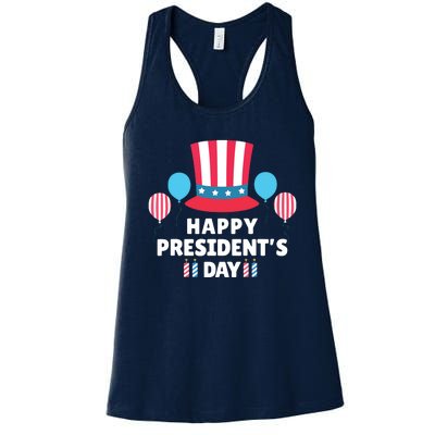 Cute Happy Presidents Day American Colors Patriots Gift Women's Racerback Tank