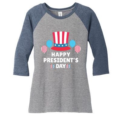 Cute Happy Presidents Day American Colors Patriots Gift Women's Tri-Blend 3/4-Sleeve Raglan Shirt