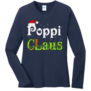 Christmas Holiday Party Poppi Claus Family Matching Pajamas Ladies Long Sleeve Shirt