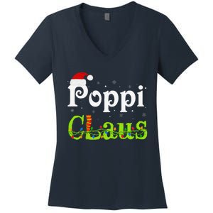 Christmas Holiday Party Poppi Claus Family Matching Pajamas Women's V-Neck T-Shirt