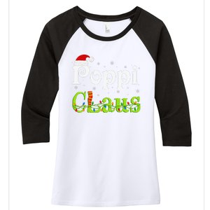 Christmas Holiday Party Poppi Claus Family Matching Pajamas Women's Tri-Blend 3/4-Sleeve Raglan Shirt