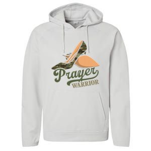 Camo Heels Prayer Warrior Faith God Jesus Christian Women Performance Fleece Hoodie