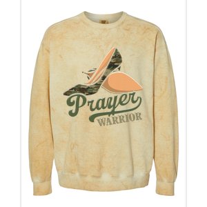 Camo Heels Prayer Warrior Faith God Jesus Christian Women Colorblast Crewneck Sweatshirt