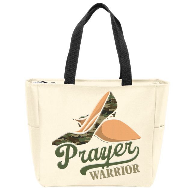 Camo Heels Prayer Warrior Faith God Jesus Christian Women Zip Tote Bag