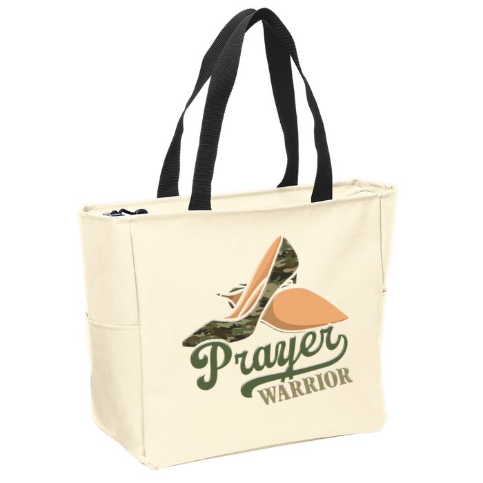 Camo Heels Prayer Warrior Faith God Jesus Christian Women Zip Tote Bag