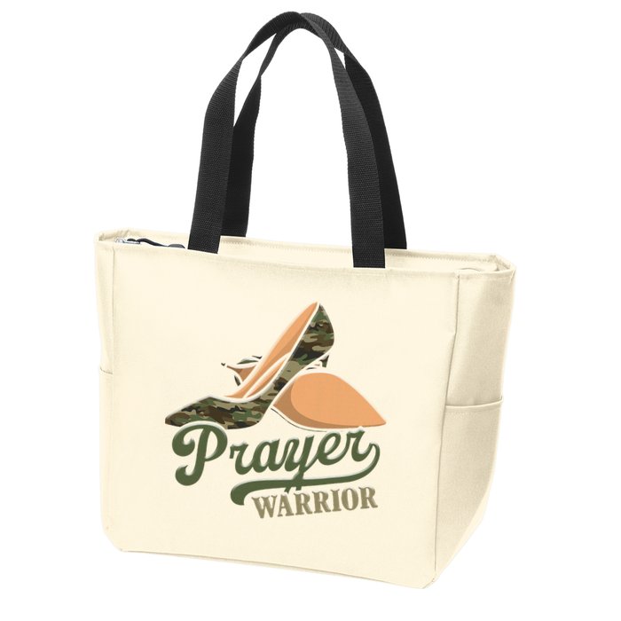 Camo Heels Prayer Warrior Faith God Jesus Christian Women Zip Tote Bag