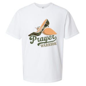 Camo Heels Prayer Warrior Faith God Jesus Christian Women Sueded Cloud Jersey T-Shirt