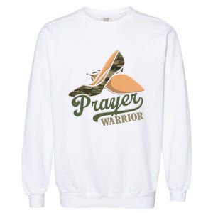 Camo Heels Prayer Warrior Faith God Jesus Christian Women Garment-Dyed Sweatshirt