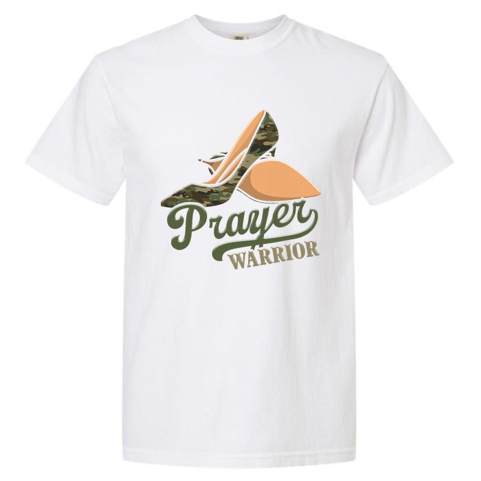 Camo Heels Prayer Warrior Faith God Jesus Christian Women Garment-Dyed Heavyweight T-Shirt