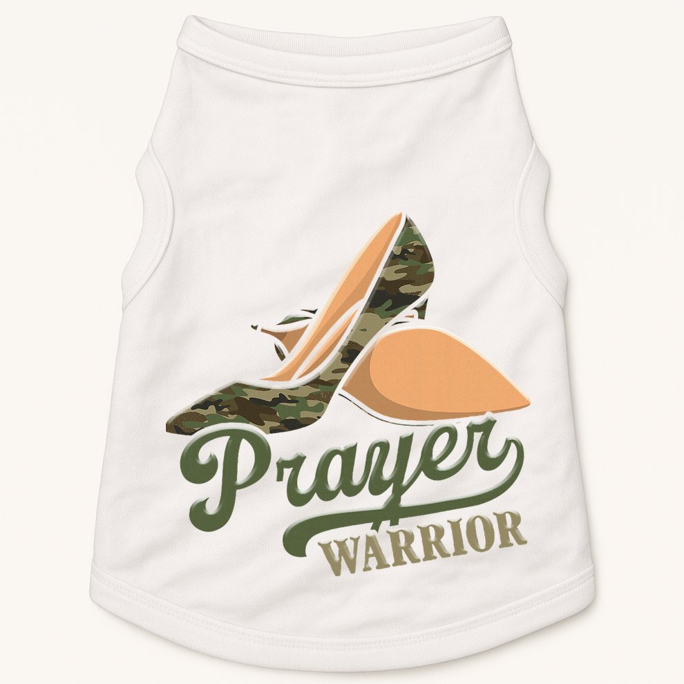 Camo Heels Prayer Warrior Faith God Jesus Christian Women Doggie Tank