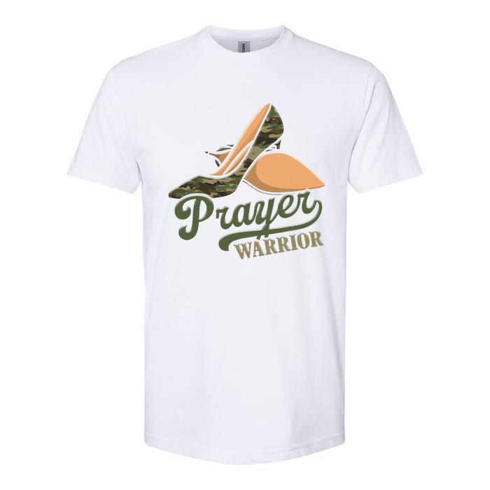 Camo Heels Prayer Warrior Faith God Jesus Christian Women Softstyle CVC T-Shirt