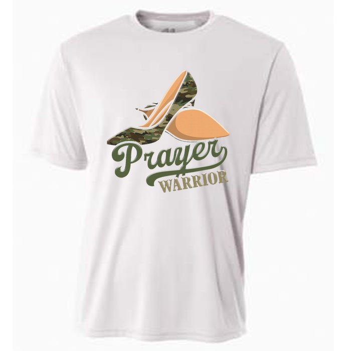 Camo Heels Prayer Warrior Faith God Jesus Christian Women Cooling Performance Crew T-Shirt