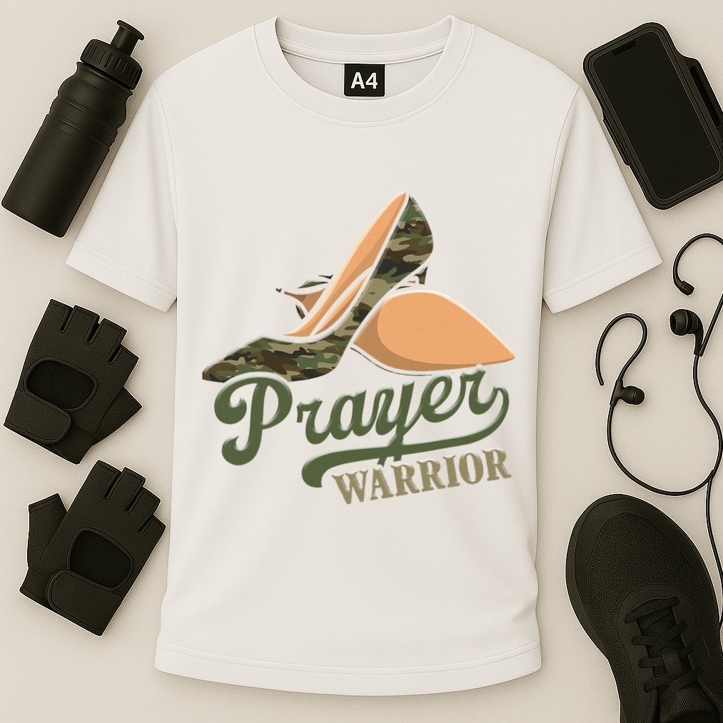 Camo Heels Prayer Warrior Faith God Jesus Christian Women Cooling Performance Crew T-Shirt