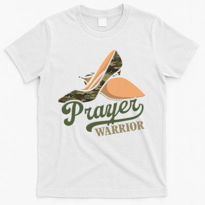 Camo Heels Prayer Warrior Faith God Jesus Christian Women T-Shirt