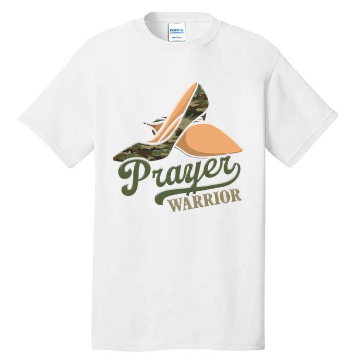 Camo Heels Prayer Warrior Faith God Jesus Christian Women Tall T-Shirt