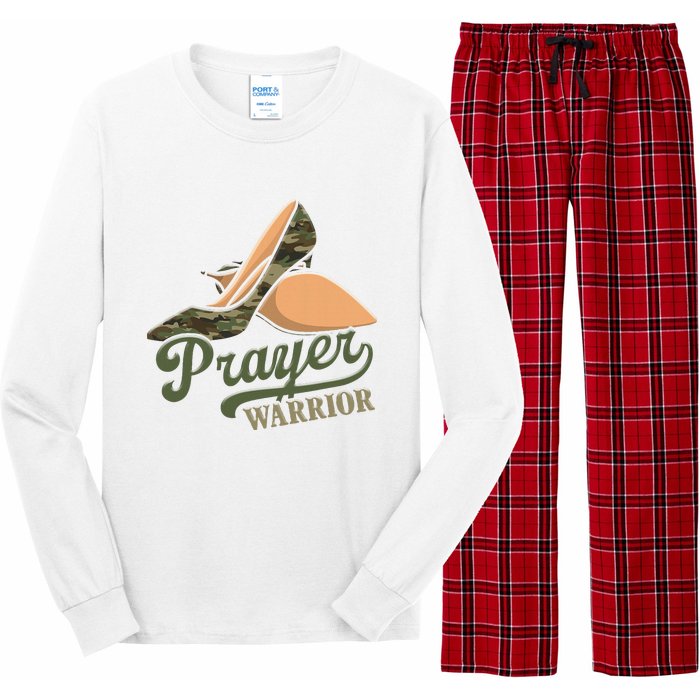 Camo Heels Prayer Warrior Faith God Jesus Christian Women Long Sleeve Pajama Set