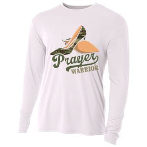 Camo Heels Prayer Warrior Faith God Jesus Christian Women Cooling Performance Long Sleeve Crew