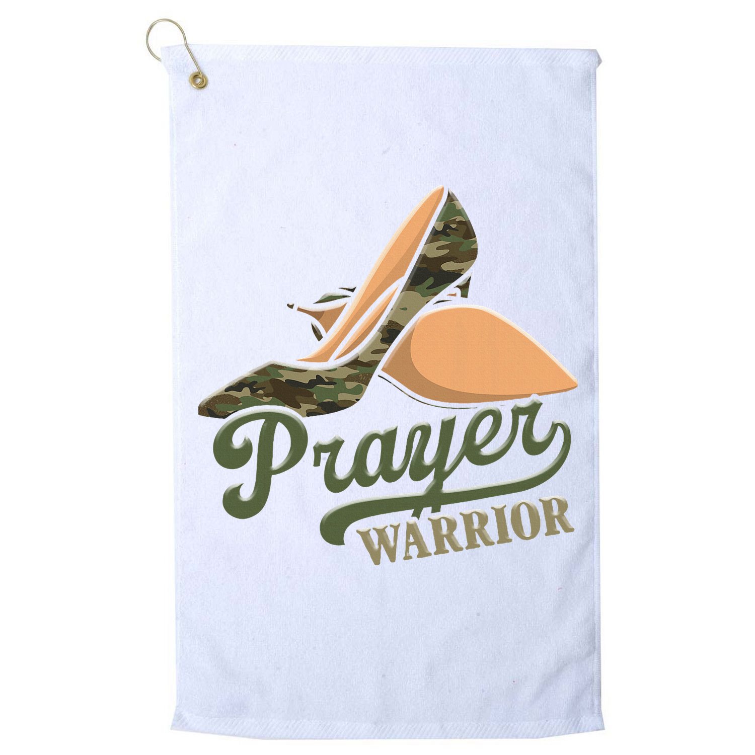 Camo Heels Prayer Warrior Faith God Jesus Christian Women Golf Towel