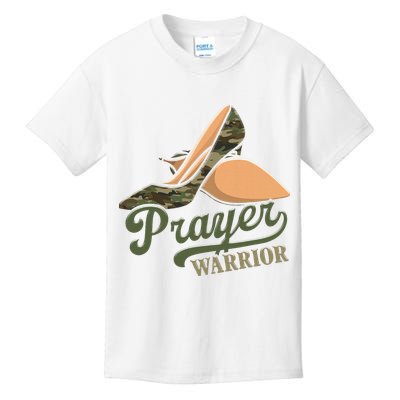 Camo Heels Prayer Warrior Faith God Jesus Christian Women Kids T-Shirt