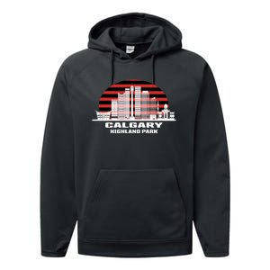 Calgary Highland Park Canada Skyline Performance Fleece Hoodie