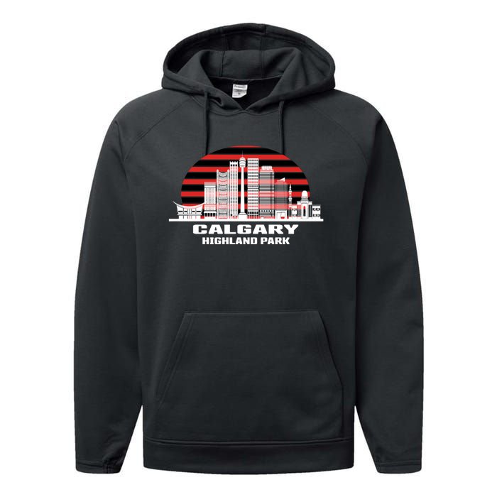 Calgary Highland Park Canada Skyline Performance Fleece Hoodie