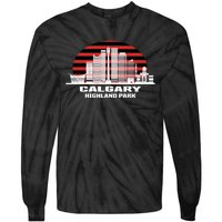 Calgary Highland Park Canada Skyline Tie-Dye Long Sleeve Shirt