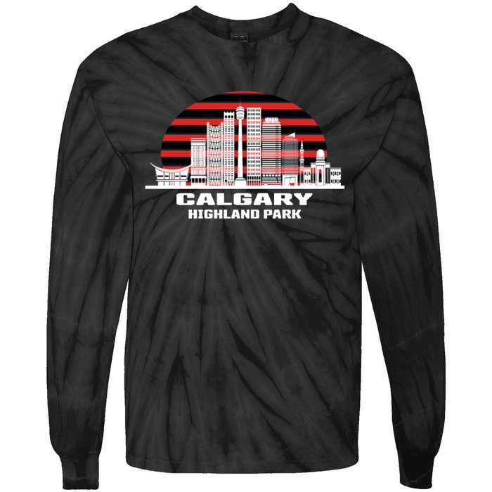 Calgary Highland Park Canada Skyline Tie-Dye Long Sleeve Shirt