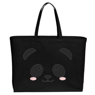 Cute Halloween Panda Bear Face Costume Gift Cotton Canvas Jumbo Tote