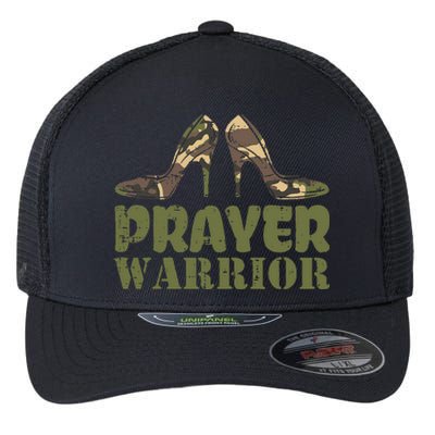 Camo Heels Prayer Warrior Faith God Jesus Christian Flexfit Unipanel Trucker Cap