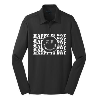 Cool Happy Pi Day Smiley Face Silk Touch Performance Long Sleeve Polo