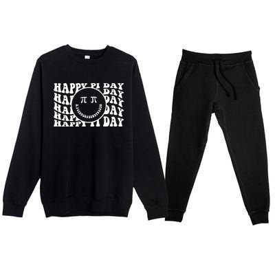 Cool Happy Pi Day Smiley Face Premium Crewneck Sweatsuit Set