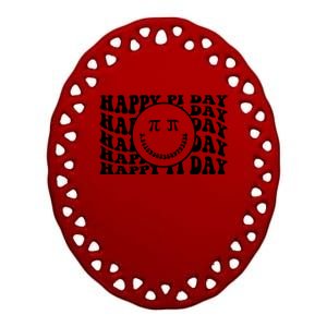 Cool Happy Pi Day Smiley Face Ceramic Oval Ornament