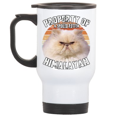 Cat Himalayan Property Vintage Eighties Style Cat Retro Gift Cute Dog Stainless Steel Travel Mug