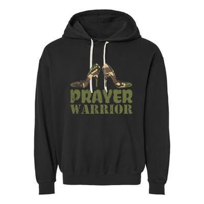 Camo Heels Prayer Warrior Faith God Jesus Garment-Dyed Fleece Hoodie