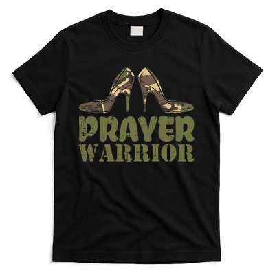 Camo Heels Prayer Warrior Faith God Jesus T-Shirt