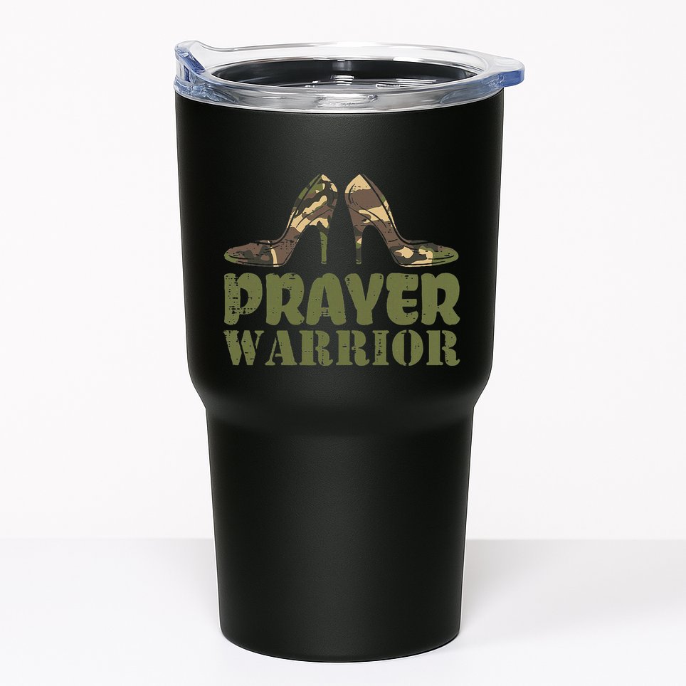 Camo Heels Prayer Warrior Faith God Jesus Tumbler