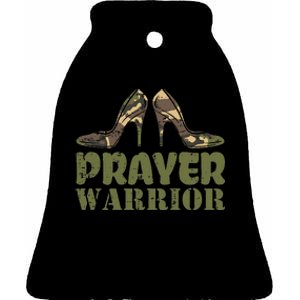 Camo Heels Prayer Warrior Faith God Jesus Ceramic Bell Ornament