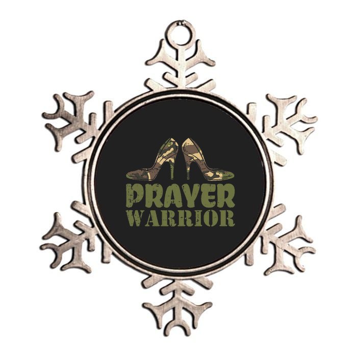 Camo Heels Prayer Warrior Faith God Jesus Metallic Star Ornament